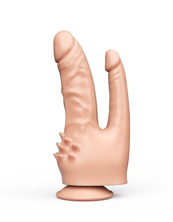 Двойной фаллоимитатор с шипами для массажа клитора - 21 см.